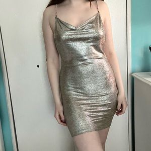 Shiny cowl neck dress